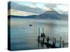 Sunrise over Lake Atitlan and Women on End of the Pier, Solola, Guatemala-Cindy Miller Hopkins-Stretched Canvas