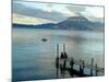 Sunrise over Lake Atitlan and Women on End of the Pier, Solola, Guatemala-Cindy Miller Hopkins-Mounted Photographic Print