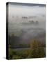 Sunrise over Misty Valley from the Terrace, Vezelay, Burgundy, France, Europe-Nick Servian-Stretched Canvas