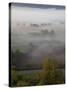 Sunrise over Misty Valley from the Terrace, Vezelay, Burgundy, France, Europe-Nick Servian-Stretched Canvas