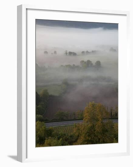 Sunrise over Misty Valley from the Terrace, Vezelay, Burgundy, France, Europe-Nick Servian-Framed Photographic Print