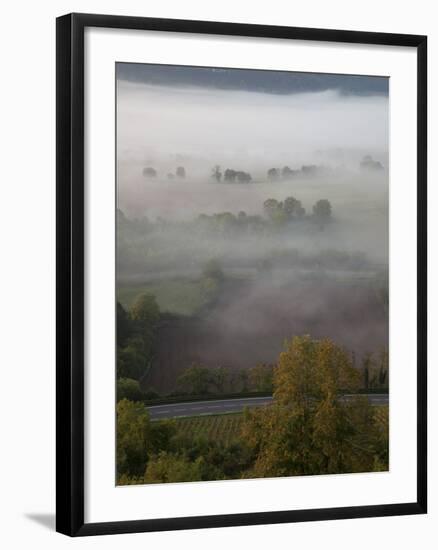 Sunrise over Misty Valley from the Terrace, Vezelay, Burgundy, France, Europe-Nick Servian-Framed Photographic Print