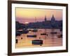 Sunrise over Msida Creek to Valletta with Dome of Carmelite Church, Valletta, Malta, Mediterranean,-Stuart Black-Framed Photographic Print