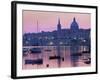 Sunrise over Msida Creek to Valletta with Dome of Carmelite Church, Valletta, Malta, Mediterranean,-Stuart Black-Framed Photographic Print