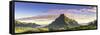 Sunrise over Mt Rotui, Opunohu Bay and Cook's Bay, Moorea, French Polynesia-Matteo Colombo-Framed Stretched Canvas