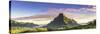 Sunrise over Mt Rotui, Opunohu Bay and Cook's Bay, Moorea, French Polynesia-Matteo Colombo-Stretched Canvas