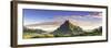 Sunrise over Mt Rotui, Opunohu Bay and Cook's Bay, Moorea, French Polynesia-Matteo Colombo-Framed Photographic Print