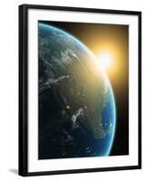 Sunrise over North America, Artwork-null-Framed Photographic Print