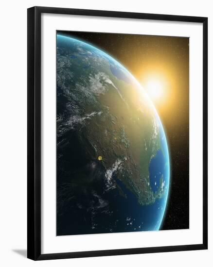 Sunrise over North America, Artwork-null-Framed Photographic Print