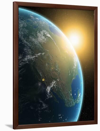 Sunrise over North America, Artwork-null-Framed Photographic Print