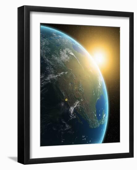 Sunrise over North America, Artwork-null-Framed Photographic Print