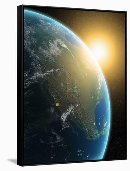 Sunrise over North America, Artwork-null-Framed Stretched Canvas