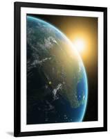 Sunrise over North America, Artwork-null-Framed Photographic Print