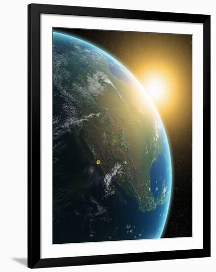 Sunrise over North America, Artwork-null-Framed Photographic Print