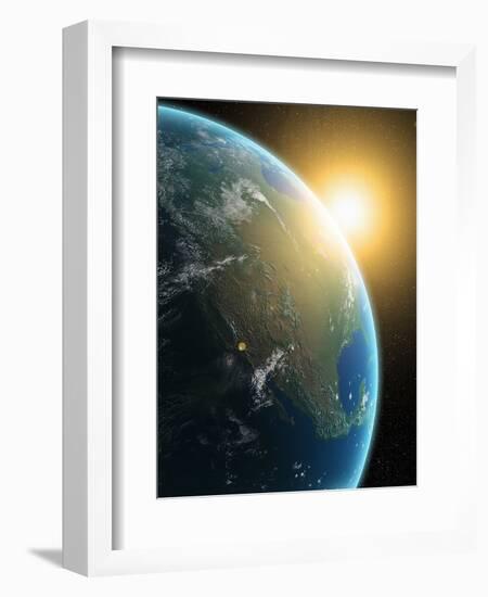 Sunrise over North America, Artwork-null-Framed Photographic Print