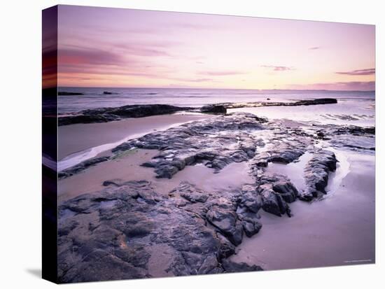 Sunrise Over North Sea from Bamburgh Beach, Bamburgh, Northumberland, England, United Kingdom-Lee Frost-Stretched Canvas