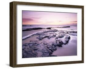 Sunrise Over North Sea from Bamburgh Beach, Bamburgh, Northumberland, England, United Kingdom-Lee Frost-Framed Photographic Print