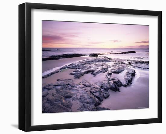 Sunrise Over North Sea from Bamburgh Beach, Bamburgh, Northumberland, England, United Kingdom-Lee Frost-Framed Photographic Print