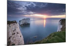 Sunrise over Old Harry Rocks, Jurassic Coast, Dorset, England. Spring-Adam Burton-Mounted Photographic Print