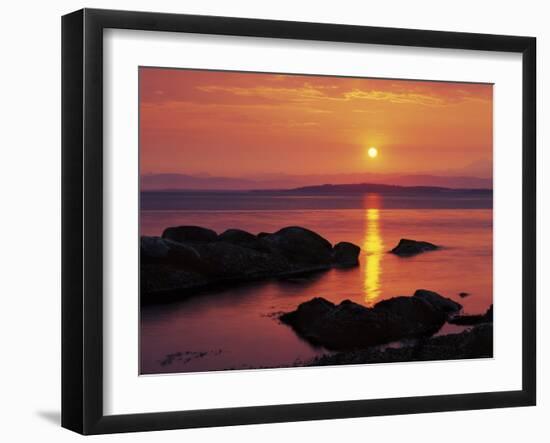 Sunrise over Rosario Striaght, San Juan Islands, Washington, USA-Charles Gurche-Framed Premium Photographic Print