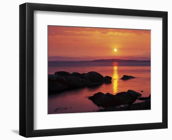 Sunrise over Rosario Striaght, San Juan Islands, Washington, USA-Charles Gurche-Framed Photographic Print