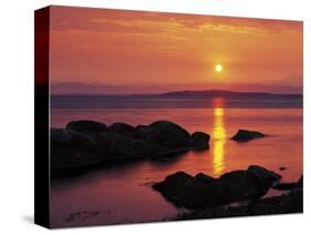 Sunrise over Rosario Striaght, San Juan Islands, Washington, USA-Charles Gurche-Stretched Canvas