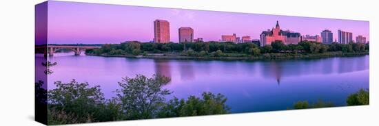 Sunrise over South Saskatchewan River and Saskatoon Skyline, Saskatchewan, Canada-null-Stretched Canvas