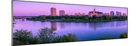 Sunrise over South Saskatchewan River and Saskatoon Skyline, Saskatchewan, Canada-null-Mounted Photographic Print