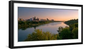 Sunrise over South Saskatchewan River and Saskatoon Skyline, Saskatchewan, Canada-null-Framed Photographic Print