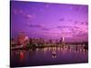 Sunrise over Spirit of Portland Ship, Willamette River, Portland, Oregon, USA-Janis Miglavs-Stretched Canvas