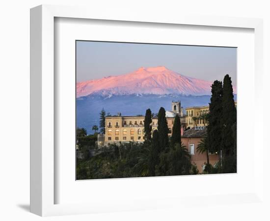 Sunrise over Taormina and Mount Etna with Hotel San Domenico Palace, Taormina, Sicily, Italy, Europ-Stuart Black-Framed Photographic Print