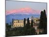 Sunrise over Taormina and Mount Etna with Hotel San Domenico Palace, Taormina, Sicily, Italy, Europ-Stuart Black-Mounted Photographic Print