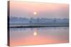 Sunrise over Taungthaman Lake and U Bein Bridge, Amarapura, Near Mandalay, Myanmar (Burma), Asia-Lee Frost-Stretched Canvas