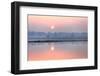 Sunrise over Taungthaman Lake and U Bein Bridge, Amarapura, Near Mandalay, Myanmar (Burma), Asia-Lee Frost-Framed Photographic Print