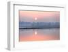 Sunrise over Taungthaman Lake and U Bein Bridge, Amarapura, Near Mandalay, Myanmar (Burma), Asia-Lee Frost-Framed Photographic Print