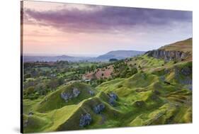 Sunrise over the abandoned quarry works on the Llangattock Escarpment, Brecon Beacons National Park-Adam Burton-Stretched Canvas