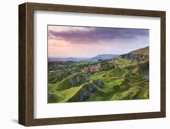 Sunrise over the abandoned quarry works on the Llangattock Escarpment, Brecon Beacons National Park-Adam Burton-Framed Photographic Print