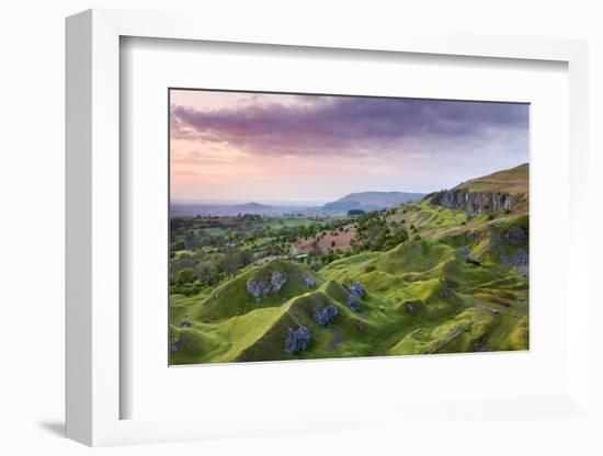 Sunrise over the abandoned quarry works on the Llangattock Escarpment, Brecon Beacons National Park-Adam Burton-Framed Photographic Print