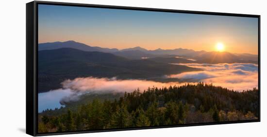 Sunrise over the Adirondack High Peaks from Goodnow Mountain, Adirondack Park, New York State, USA-null-Framed Stretched Canvas