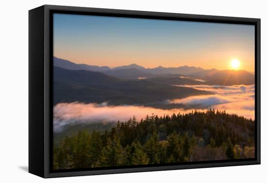 Sunrise over the Adirondack High Peaks from Goodnow Mountain, Adirondack Park, New York State, USA-null-Framed Stretched Canvas