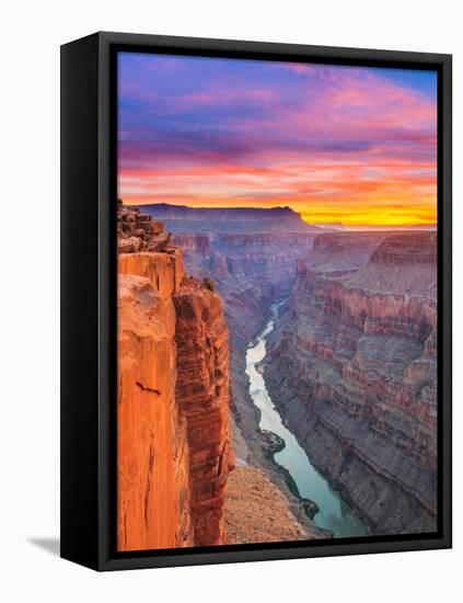 Sunrise over the Colorado River at Toroweap Overlook in Grand Canyon National Park, Arizona-John Lambing-Framed Stretched Canvas