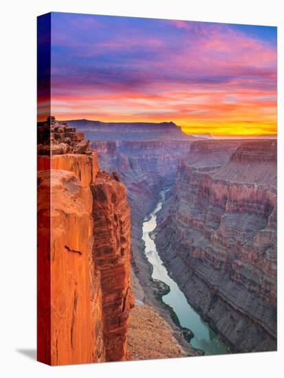 Sunrise over the Colorado River at Toroweap Overlook in Grand Canyon National Park, Arizona-John Lambing-Stretched Canvas