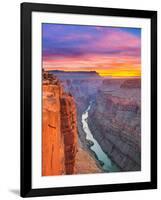 Sunrise over the Colorado River at Toroweap Overlook in Grand Canyon National Park, Arizona-John Lambing-Framed Premium Photographic Print