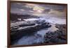 Sunrise over the dramatic rocky coastline of Porthcawl in winter, South Wales-Adam Burton-Framed Photographic Print