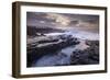 Sunrise over the dramatic rocky coastline of Porthcawl in winter, South Wales-Adam Burton-Framed Photographic Print