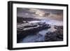 Sunrise over the dramatic rocky coastline of Porthcawl in winter, South Wales-Adam Burton-Framed Photographic Print