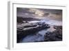 Sunrise over the dramatic rocky coastline of Porthcawl in winter, South Wales-Adam Burton-Framed Photographic Print