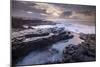 Sunrise over the dramatic rocky coastline of Porthcawl in winter, South Wales-Adam Burton-Mounted Photographic Print