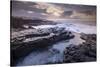 Sunrise over the dramatic rocky coastline of Porthcawl in winter, South Wales-Adam Burton-Stretched Canvas
