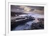 Sunrise over the dramatic rocky coastline of Porthcawl in winter, South Wales-Adam Burton-Framed Photographic Print